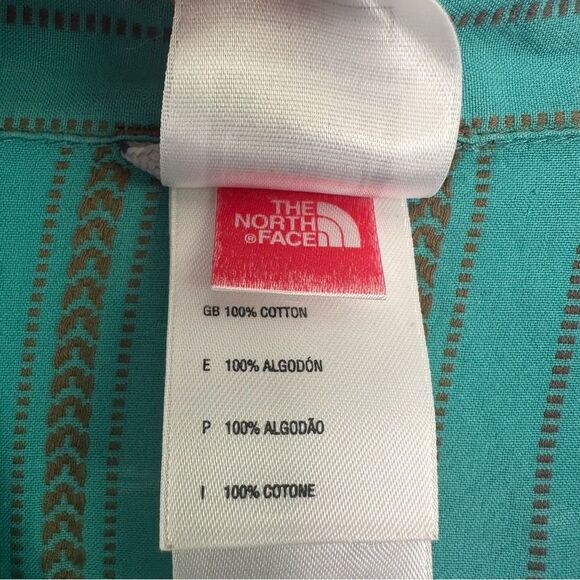 North Face Snap Up Cotton Shirt Women’s Small Turquoise Western Roll Tab - Picture 6 of 9